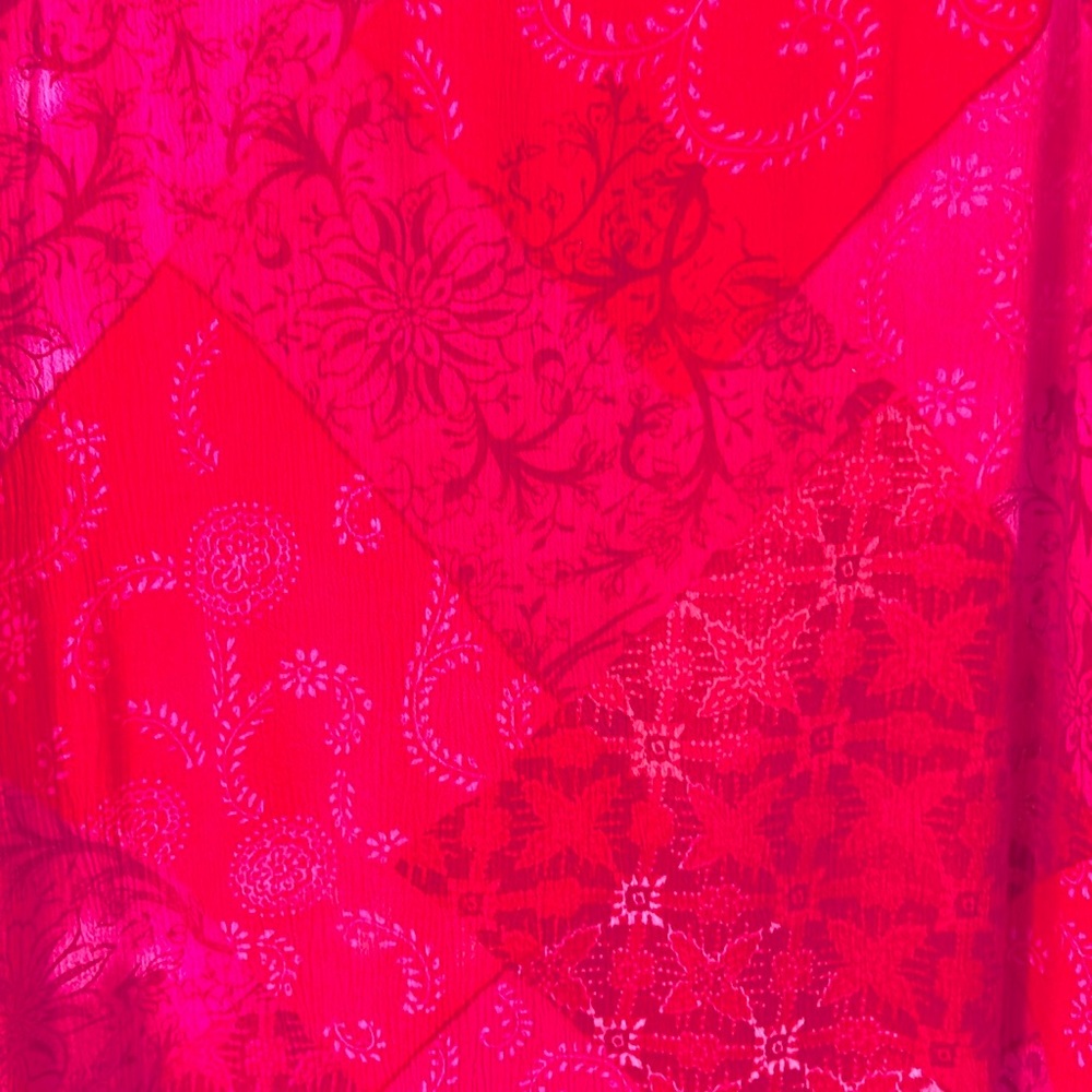 R & K Originals sun dress in pink, red & burgundy, size 14 - Picture 2 of 6